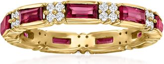 Ross-Simons Rhodolite Garnet and White Zircon Ring in 18kt Gold Over Sterling