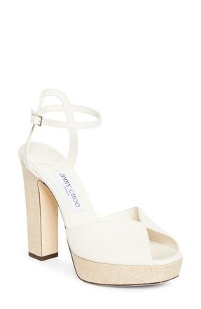 Jimmy Choo London Sacaria Ankle Strap Platform Sandal in Latte Mix at Nordstrom, Size 10.5Us