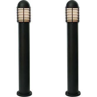 Loops 2 PACK Outdoor IP44 Bollard Light Matt Black 1000mm Lamp Post Garden Driveway