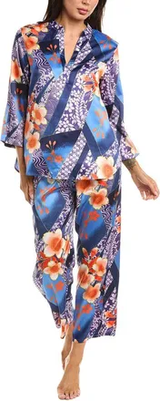 Natori 2Pc Magnolia Printed Satin Pajama Set