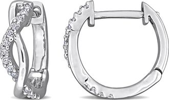 Delmar Lab-Created Moissanite Twist Huggie Hoop Earrings in White/silver at Nordstrom Rack