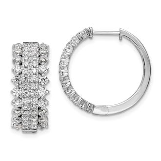 Diamond2Deal 14K White Gold 2.5 ct Lab Grown Diamond Hinged Hoop Earrings VS Clarity, G-H Color