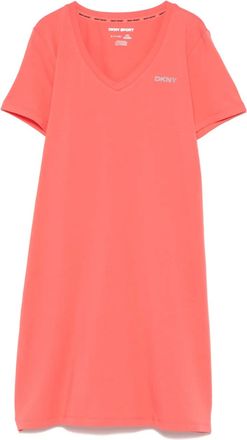 DKNY V-neck performance dress - women - Elastane/Cotton - L - Orange