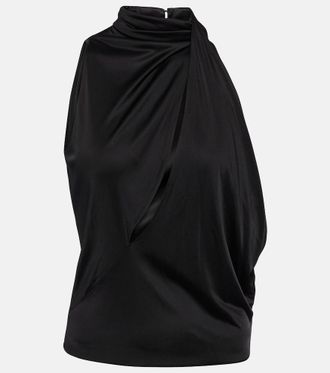 Versace Cutout turtleneck satin top