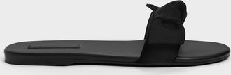 Charles & Keith Anika Faux Suede Knot-Bow Slides