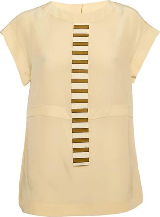 Fendi silk stripe-detail blouse - Neutrals
