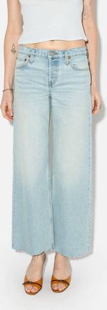 Re/Done Mid Rise Wide Leg Crop Jeans In Silver Springs