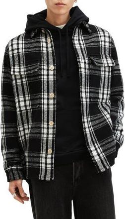 AllSaints Imber Relaxed Fit Check Overshirt in Black/Ecru White at Nordstrom Rack, Size Medium