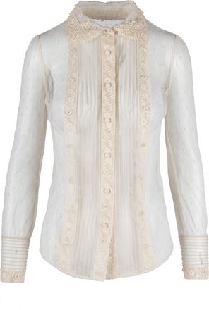 Valentino Rode Valentino blouse van doorschijnend kant - jaren 2010