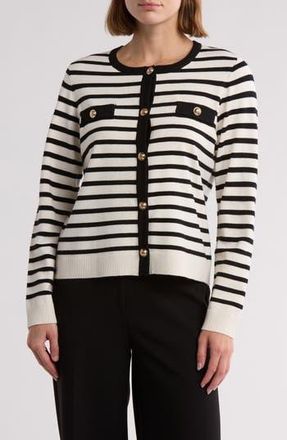 By Design Keira Chest Pocket Cardigan in Antique Stripe at Nordstrom Rack, Size X-Small