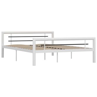 vidaXL Vidaxl - Estructura De Cama Sin Colch&oacute;n Metal Blanco Y Negro 140x200 Cm