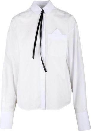 Sportmax Katoenen Overhemd met Afneembare Riem - Dames - Overhemden - Wit - S - Katoen - Overhemden