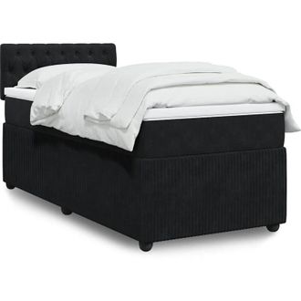 vidaXL Cama Box Spring Con Colch&oacute;n Terciopelo Negro 100x200 Cm Vidaxl