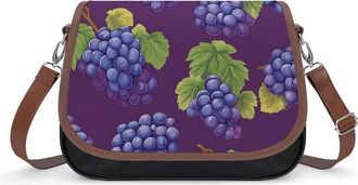 Generic Grape Pattern Crossbody Bag Womens Handbag PU Message Bags Shoulder Purse with Adjustable Strap