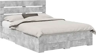 vidaXL Struttura Del Letto Con Cassetto Grigio Cemento 140 X 200 Cm Vidaxl