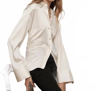 Veronica Beard Shiona Button Down Blouse In Dove