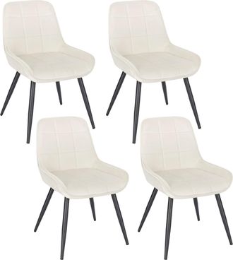 Woltu 4x Sillas De Comedor Silla Ergon&oacute;mica Con Respaldo Silla De Terciopelo En Estructura Metal Sillas Para Dormitorio Sal&oacute;n Comedor Y Cocina Crema - Woltu