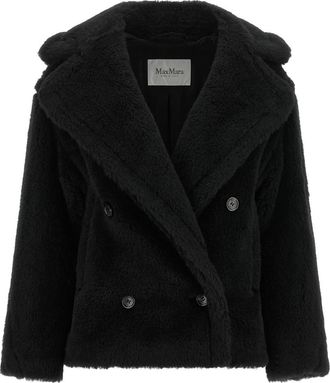 Max Mara Black Peaked Lapel Trench Coat