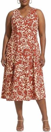 London Times Sleeveless Godet A-Line Dress in Cream/Picante at Nordstrom Rack, Size 2 X