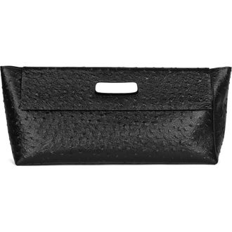 Jeffrey Campbell Toolbox Leather Clutch in Black Ostrich at Nordstrom