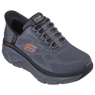 Skechers Mens Dlux Walker 2.0 Rezinate Hands Free Slip-in, Charcoal/Orange, 8.5 UK X-Wide