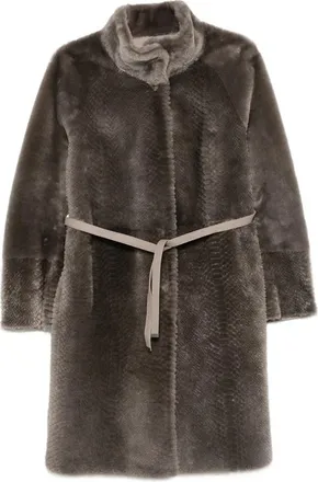 Suprema X Eraldo Belted Snake-effect Coat