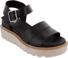 Mia Jovie Ankle Strap Platform Wedge Sandal in Black Burn at Nordstrom Rack, Size 6.5
