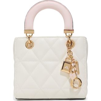 Aldo Florensee Quilted Faux Leather Top Handle Bag in White/light Pink at Nordstrom
