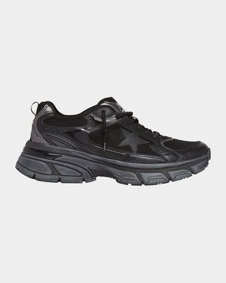 Golden Goose Mens Lightstar Mesh and Leather Sneakers