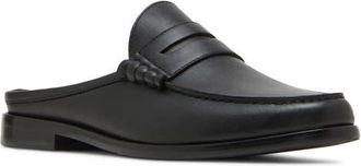 Steve Madden Abott Loafer Mule in Black Lea at Nordstrom, Size 11.5