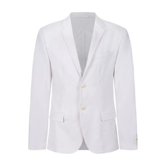 Calvin Klein Blazers, male, White, Size: XL Linen Tailored Blazer