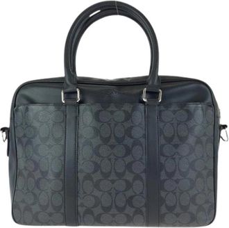 Coach Pre-owned Signature PVC Briefcase - Heren - Vintage Handtas - Zwart - ONE Size - Leer - Vintage