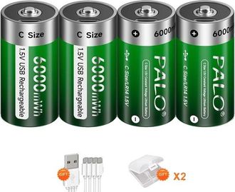 OEM Bater&iacute;a Recargable, Capacidad De 6000 Mwh, Tiempo De Carga R&aacute;pido, 4 Unidades, Tama&ntilde;o C