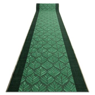 RugsX RugsX Anti-Slip Leaves Runner in Green | Size: 100 cm x 480 cm