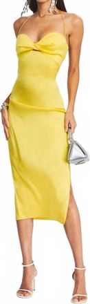 SER.O.YA Claude Silk Midi Dress In Yellow