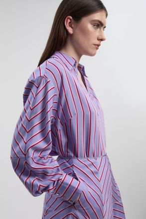 Karen Millen Womens Cotton Stripe Tailored Shirt - Pale Blue Viscose - Size 10 UK