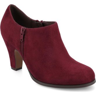 Journee Collection Sanzi Heeled Ankle Bootie in Oxblood Suede at Nordstrom Rack, Size 7.5