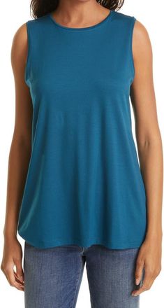 Eileen Fisher Crewneck Long Tank in Blue Spruce at Nordstrom, Size X-Large