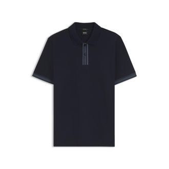 BOSS Striped-trim polo shirt in mercerised cotton