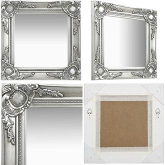 vidaXL Specchio da Parete Stile Barocco 40x40 cm Argento - Specchio barocco - Specchio argento