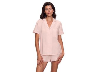 Eberjey Nautico Shortie Pajama Set Womens Pajama Sets Feeder Stripes Pale Mauve/White : LG, Cotton/Viscose