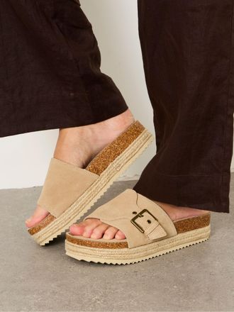 Fat Face FatFace Natural Layne Leather Flatform Sandal