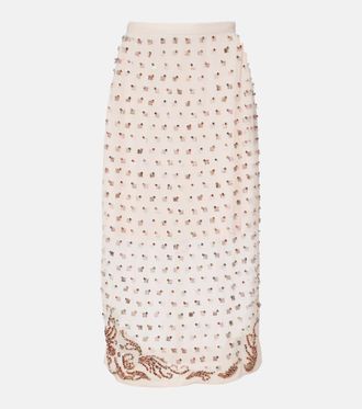 Dries Van Noten Embellished sheer midi skirt