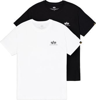 Alpha Industries T-Shirt ALPHA INDUSTRIES Basic T-Shirt SL 2 Pack, Herren, Gr. XXL, schwarz, wei&szlig;, Obermaterial: 100% Baumwolle, Shirts T-Shirt