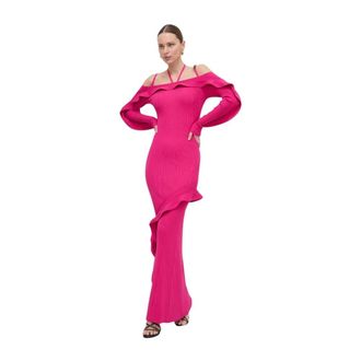 Versace Jeans Couture Abito Lungo in Maglia a Coste - - Dresses - Donna - Rosa - S