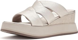 Johnston & Murphy Colleen Triple Band Slide Womens Sandals Gold Metallic Italian Sheepskin : 9.5 M, Rubber