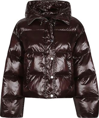 Pinko Impasto Down Jacket - Dames - Winterjassen - Bruin - XS - Leer - Jassen