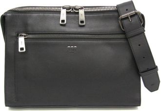 Fendi Convertible Document Holder Leather Black Leather Briefcase Bag (Pre-Owned)