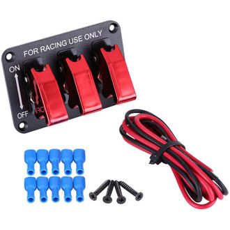 OEM Panel De Interruptores Basculantes De 3 Grupos Y 12 V Para Coches De Carreras - Rojo - Crezuo