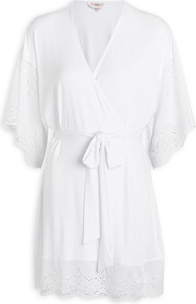 Eberjey Beatrix Lace-embellished Jersey Robe - White - S (UK8-10 / S)